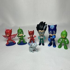 7 PJ Masks Cake Toppers  & Mini Figures Owlette Catboy Gekko Romeo Alley Cat